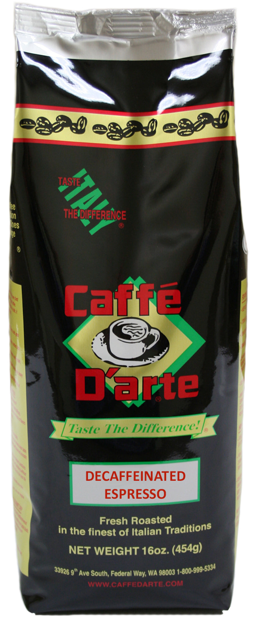 Caffé D'arte Decaffeinated Espresso Whole Bean 