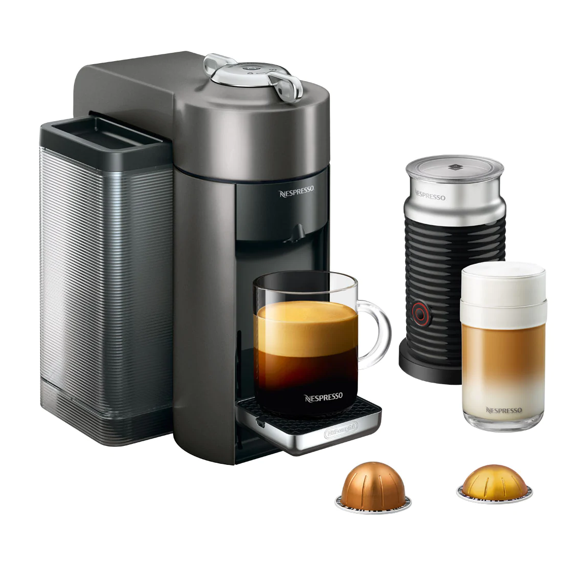 Nespresso Vertuo Espresso Machine by DeLonghi with Aeroccino - Titan 