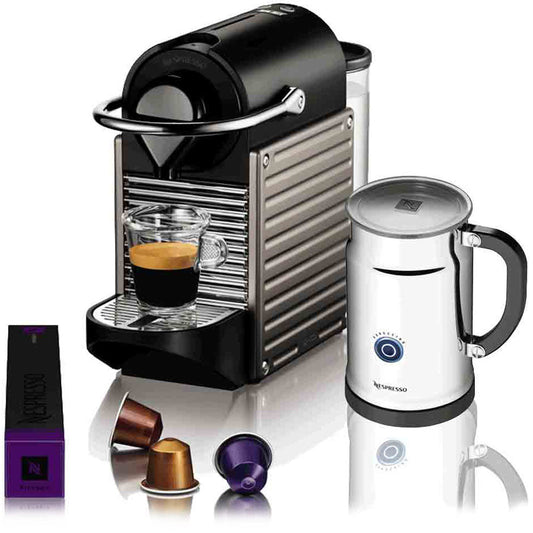 Nespresso C60 Pixie Electric Titan and Aeroccino Plus 